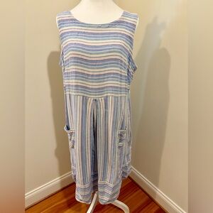 Ella Simone Striped Linen Blend Dress